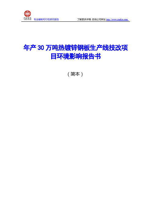 年产30万吨热镀锌钢板生产线技改项目环境影响报告书