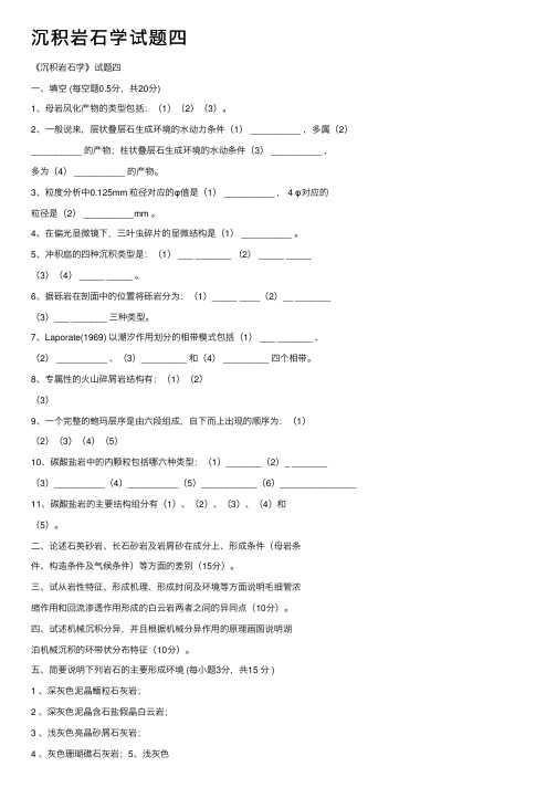 沉积岩石学试题四