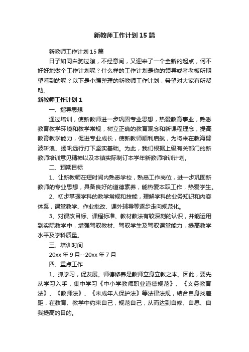 新教师工作计划15篇