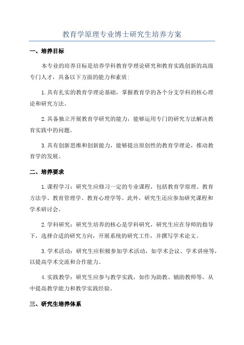 教育学原理专业博士研究生培养方案