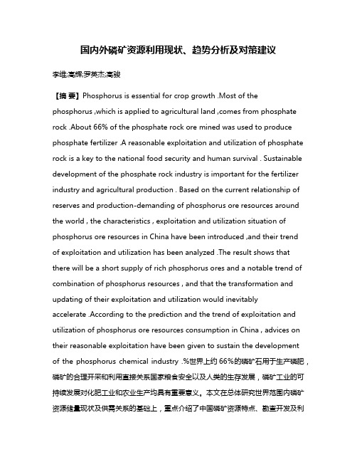 国内外磷矿资源利用现状、趋势分析及对策建议