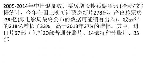 2014影市总结：票房290亿增33_,66部影片过亿