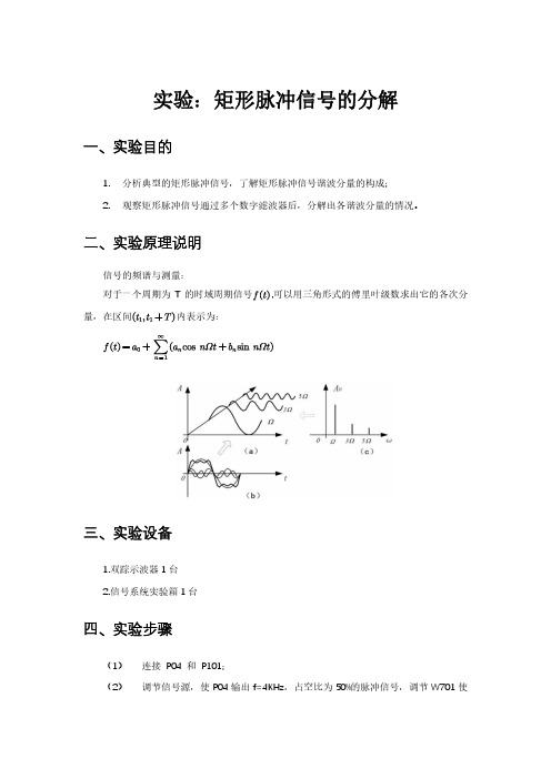 信号系统实验矩形脉冲信号的分解(有数据)