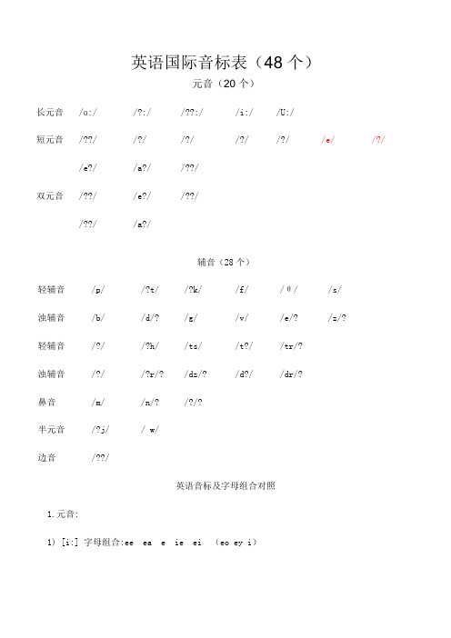 英语国际音标表元音辅音