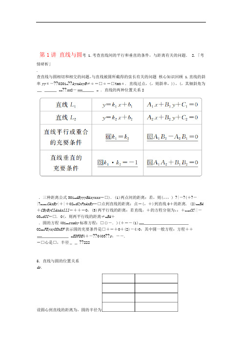 全国通用2020版高考数学二轮复习专题提分教程第二编专题五解析几何第1讲直线与圆练习理