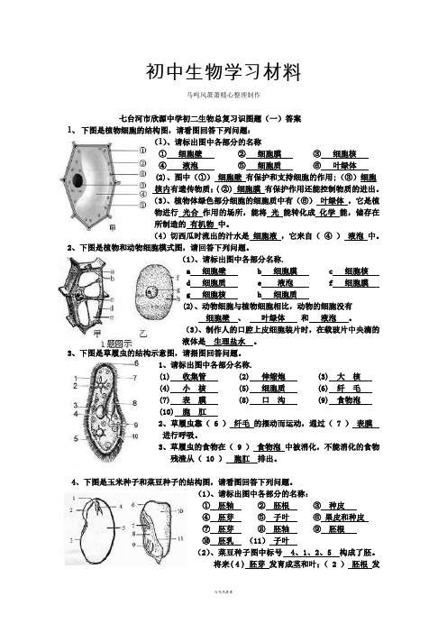 人教版八下生物总复习识图题(一)答案