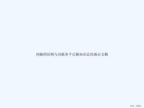 间脑的结构与功能各个丘脑知识总结演示文稿