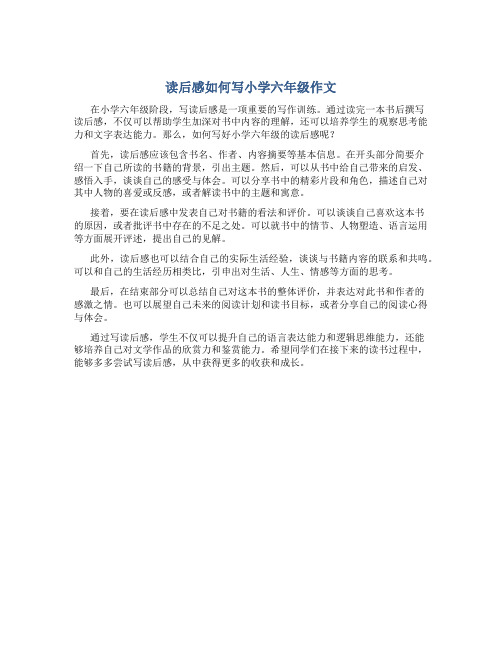 读后感怎么写小学六年级作文