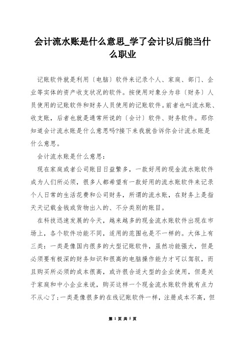 会计流水账是什么意思_学了会计以后能当什么职业