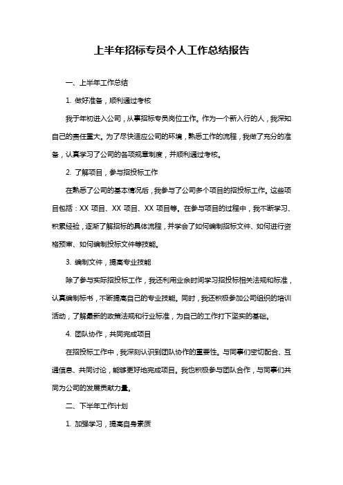 上半年招标专员个人工作总结报告