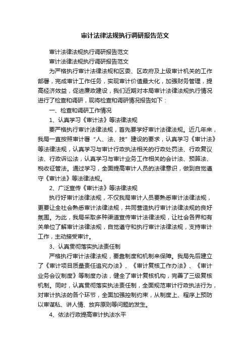 审计法律法规执行调研报告范文