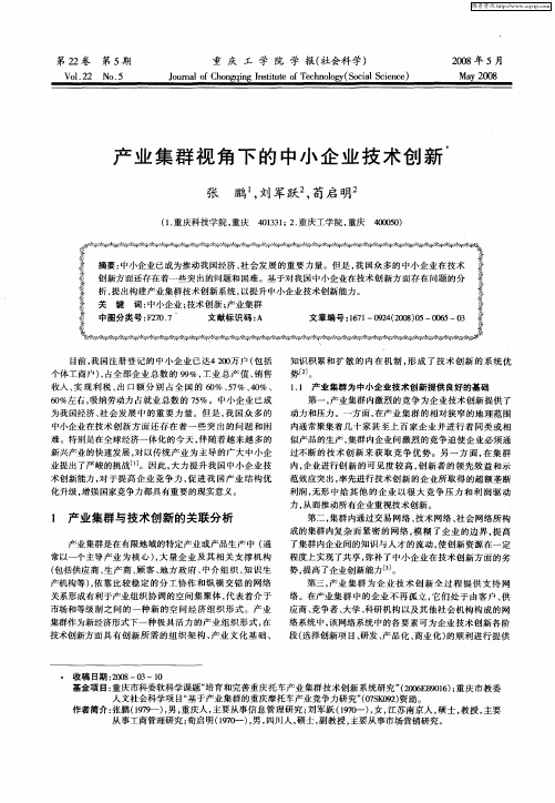 产业集群视角下的中小企业技术创新