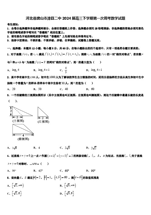 河北省唐山市滦县二中2024届高三下学期第一次周考数学试题