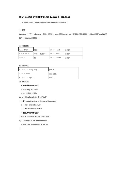 外研版(三起)六年级英语上册期末知识整理汇总复习(全册)