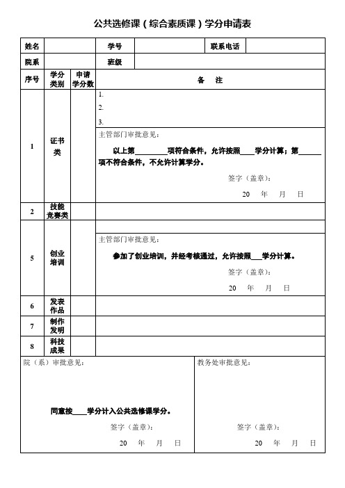 学分申请表