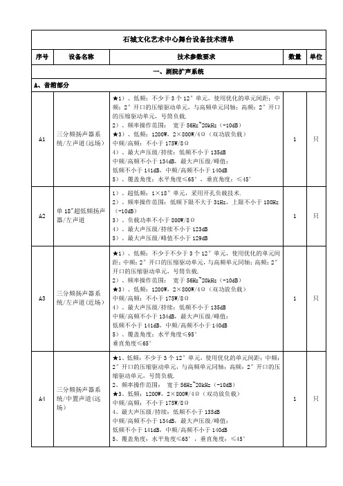 文化艺术中心舞台设备技术清单