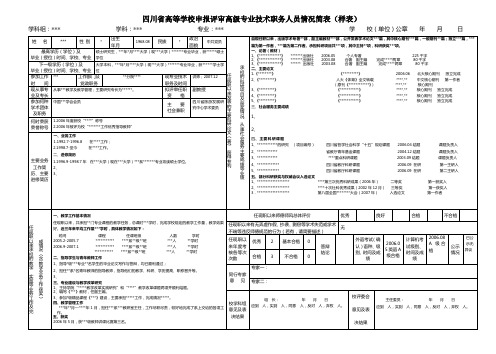 《四川省高等学校申报评审高级专业技术职务人员情况简表(样》