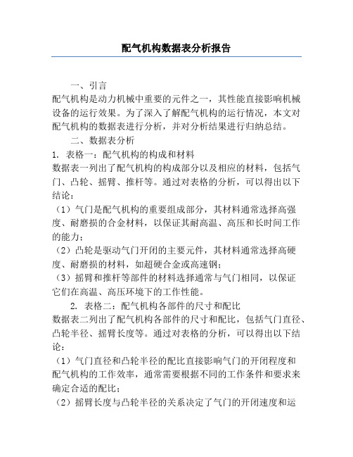 配气机构数据表分析报告