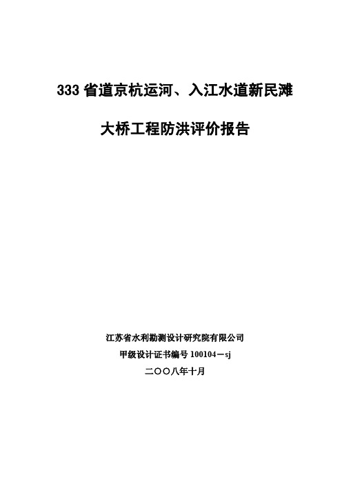 省道333新民滩大桥防洪评价报告0810-2