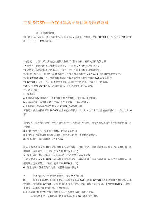 三星S42SD--YD04等离子屏诊断及维修资料