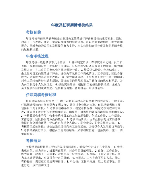 年度及任职期满考核结果