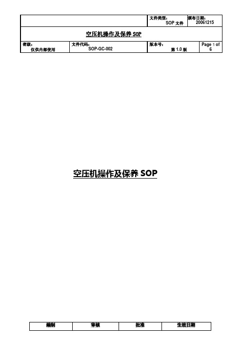 002空压机操作及保养SOP