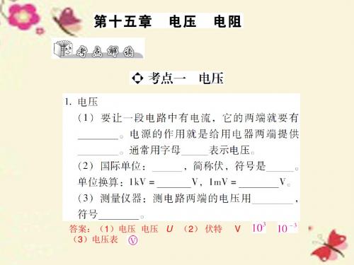 中考物理总复习：第15章《电压、电阻