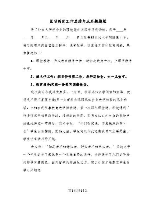 见习教师工作总结与反思精编版(4篇)