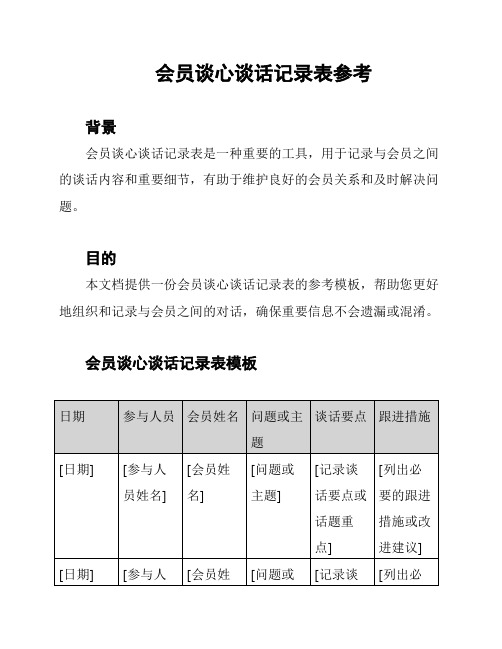 会员谈心谈话记录表参考