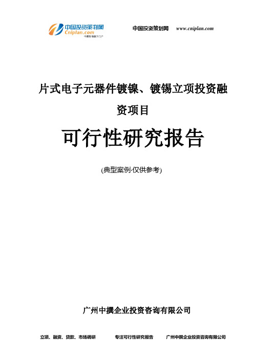 片式电子元器件镀镍、镀锡融资投资立项项目可行性研究报告(中撰咨询)