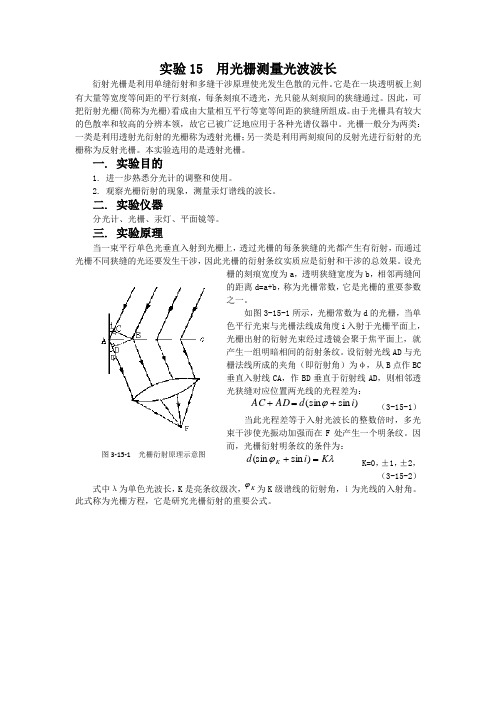 光栅特性与光波波长测量(求衍射角公式)