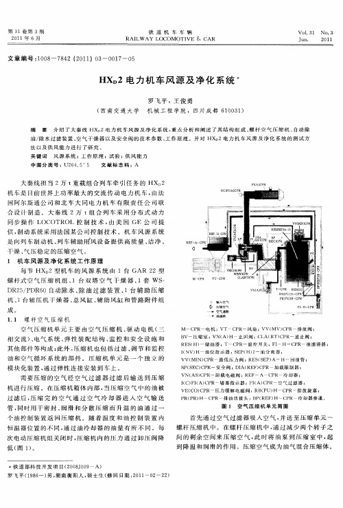 HXD2电力机车风源及净化系统