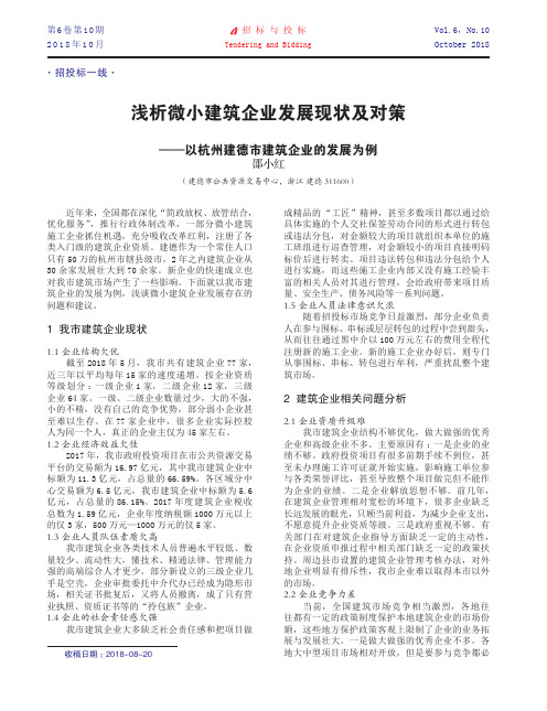 浅析微小建筑企业发展现状及对策——以杭州建德市建筑企业的发展为例