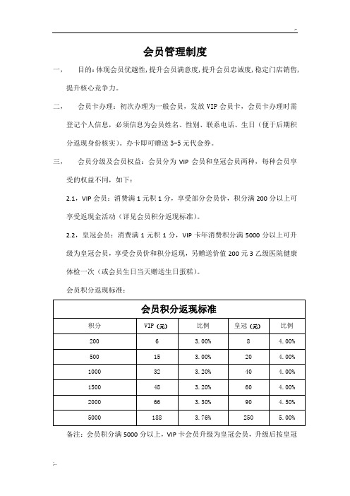 零售药店会员管理制度