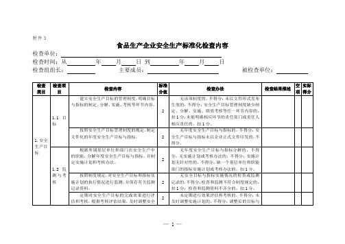 食品生产企业安全生产标准化检查表