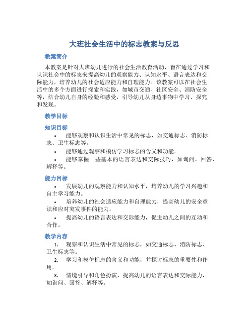 大班社会生活中的标志教案与反思