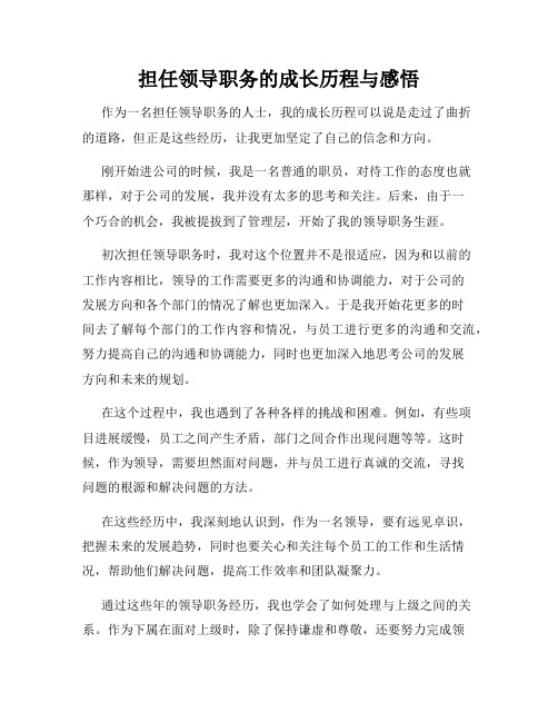 担任领导职务的成长历程与感悟