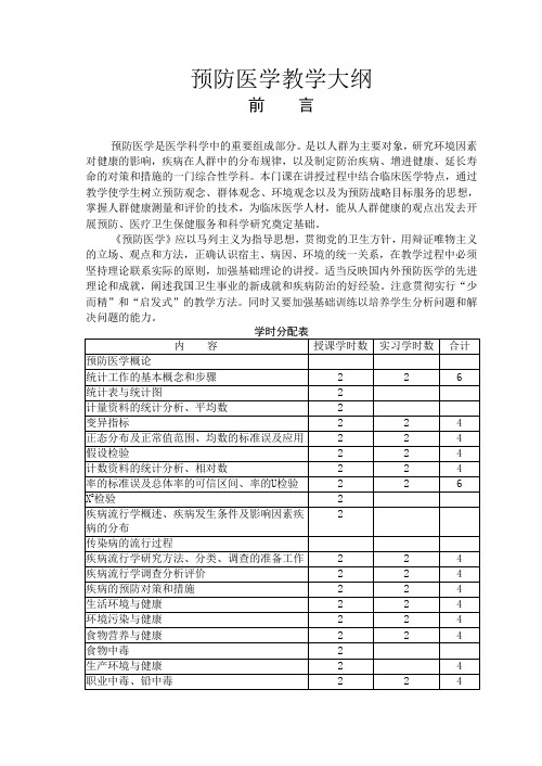 预防医学教学大纲