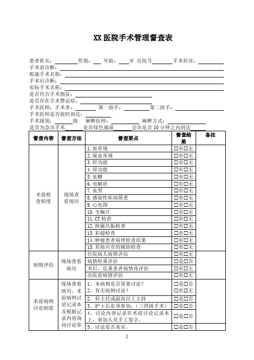 手术管理检查表