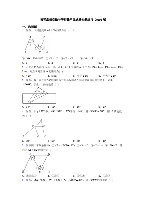 第五章相交线与平行线单元试卷专题练习(word版