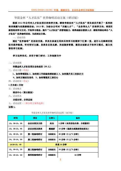 世界咖啡活动方案(研讨版)