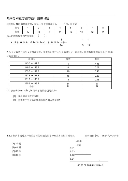 频率分布直方图和茎叶图练习