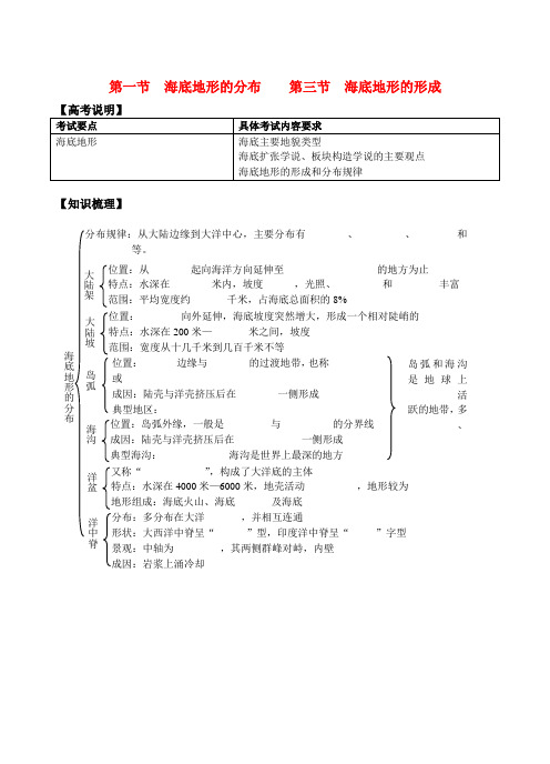 高中地理 第二章 海岸与海底地形海底地形的分布与形成精编学案 新人教版选修2