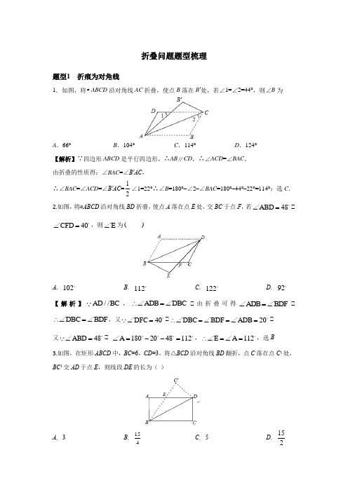 折叠问题题型梳理