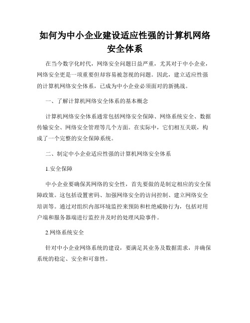 如何为中小企业建设适应性强的计算机网络安全体系