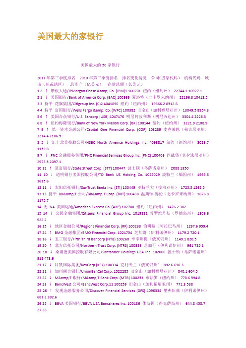 美国最大的家银行