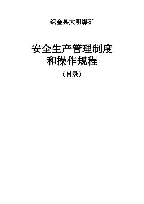 安全生产责任制、管理制度和操作规程目录