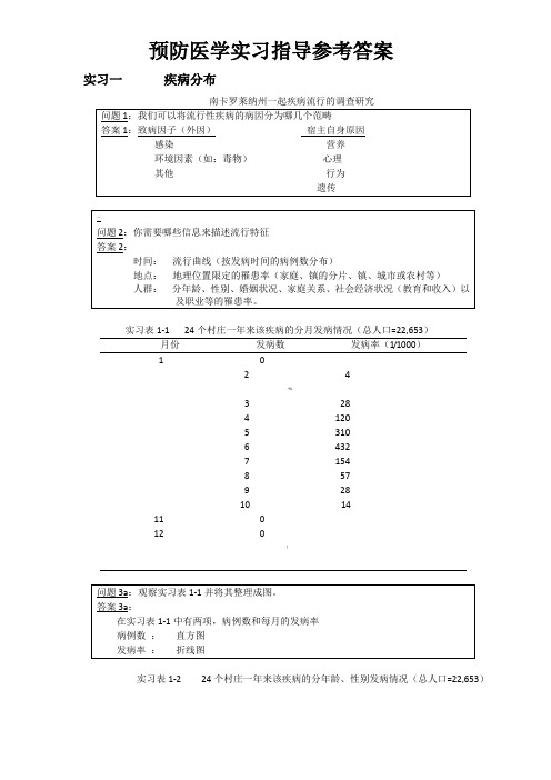 预防医学实习指导参考答案.