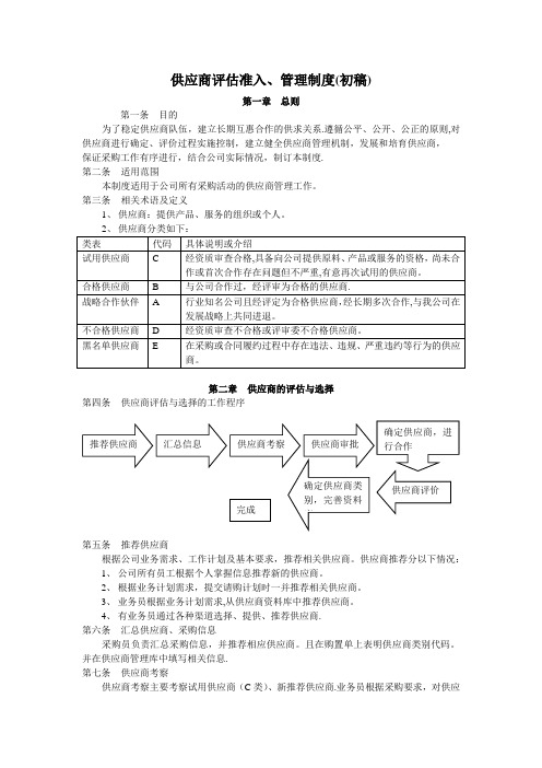 供应商评估准入、管理制度