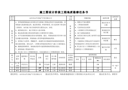 施工图设计阶段工程地质勘察任务书